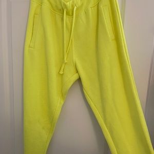 neon yellow sweatpants